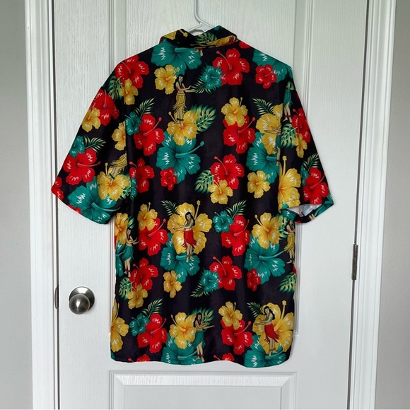 Ace Ventura Hawiian Shirt Men’s Pet Detective Floral Black Yellow Size Large - Picture 2 of 5